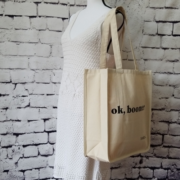 ok, boomer toted. 100% Cotton Tote Bag in Natural - Picture 8 of 8